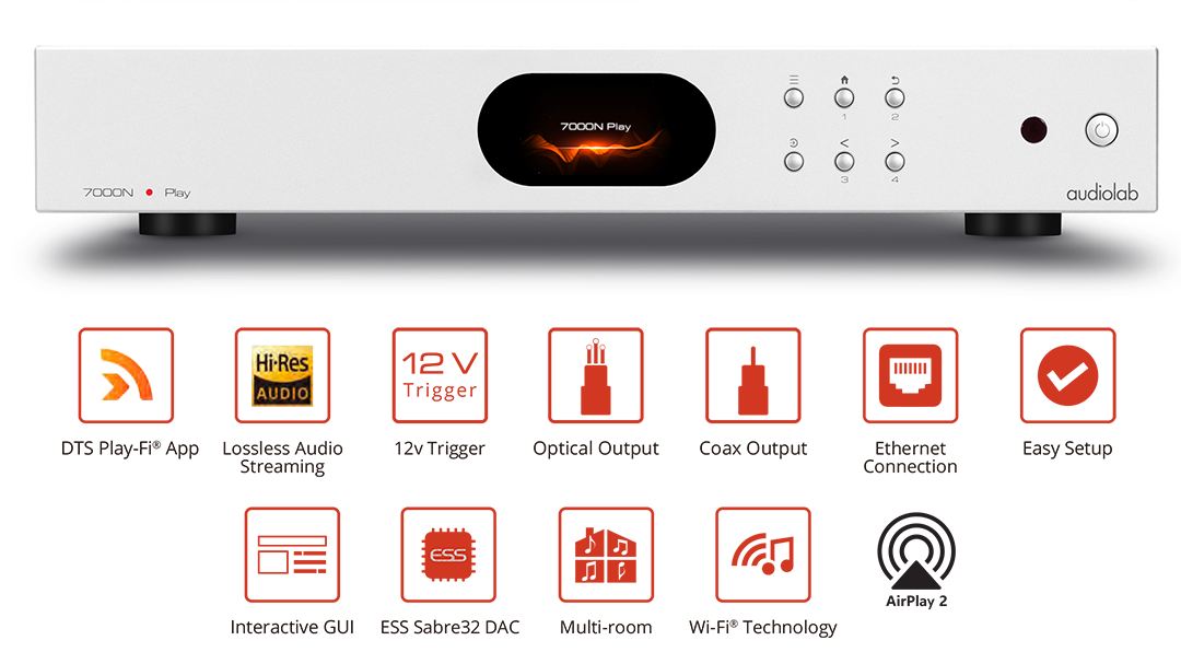Audiolab 7000N Play 支援之串流服務與認證標籤